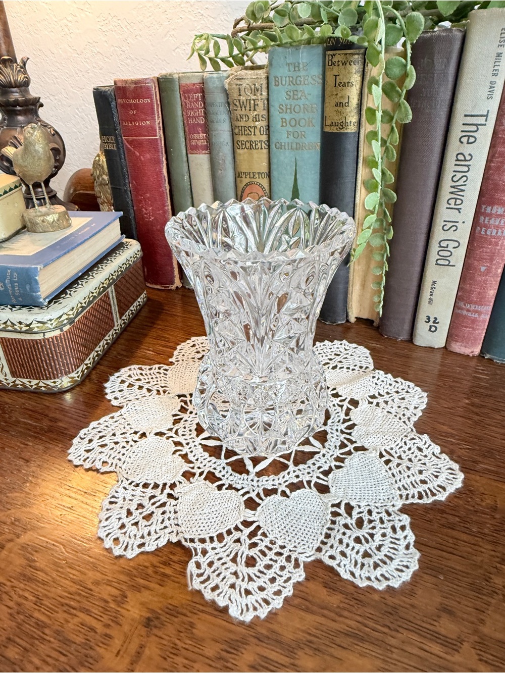 Vintage Lead Crystal Heavy Vase - Picture 12 of 12